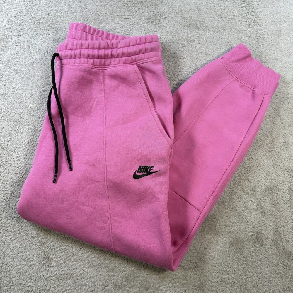 Nike Tech Fleece Joggers Womens Large Pink Drawstring Active Gym Casual